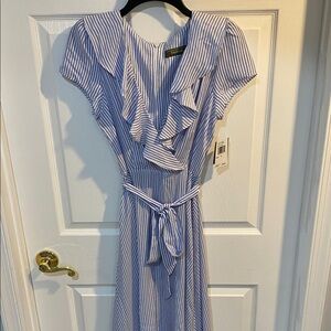 Melonie size 10 blue/white striped dress